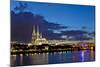 Germany, North Rhine-Westphalia, Cologne, Rhine Shore, Cathedral, Evening-Chris Seba-Mounted Photographic Print