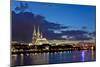 Germany, North Rhine-Westphalia, Cologne, Rhine Shore, Cathedral, Evening-Chris Seba-Mounted Photographic Print