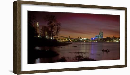 Germany, North Rhine-Westphalia, Cologne, View from the Deutz Shore over the Rhine after Sunset-Andreas Keil-Framed Photographic Print