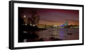 Germany, North Rhine-Westphalia, Cologne, View from the Deutz Shore over the Rhine after Sunset-Andreas Keil-Framed Photographic Print