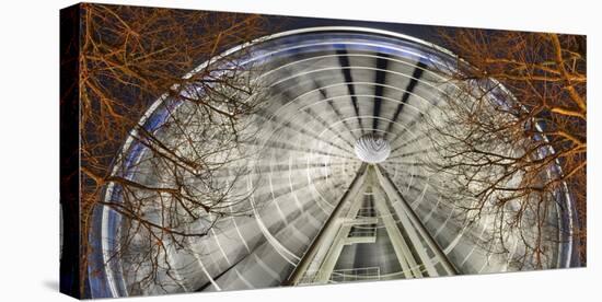 Germany, North Rhine-Westphalia, Dusseldorf, Big Wheel on the Old Town Bank at Night-Andreas Keil-Stretched Canvas