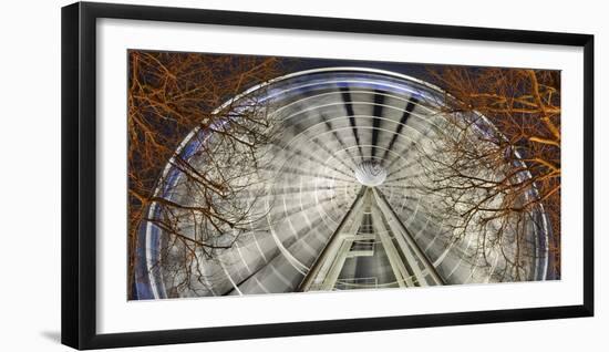 Germany, North Rhine-Westphalia, Dusseldorf, Big Wheel on the Old Town Bank at Night-Andreas Keil-Framed Premium Photographic Print