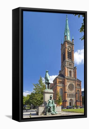 Germany, North Rhine-Westphalia, Dusseldorf, Martin Luther Square, St. John's Church-Chris Seba-Framed Stretched Canvas