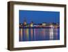 Germany, North Rhine-Westphalia, Dusseldorf, Rhine Shore, at Night, Lights, Reflection-Chris Seba-Framed Photographic Print