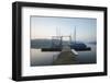 Germany, North Rhine-Westphalia, Sorpe Dam, Bridge, Boats, Dusk-Benjamin Engler-Framed Photographic Print