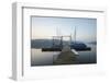 Germany, North Rhine-Westphalia, Sorpe Dam, Bridge, Boats, Dusk-Benjamin Engler-Framed Photographic Print