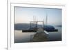 Germany, North Rhine-Westphalia, Sorpe Dam, Bridge, Boats, Dusk-Benjamin Engler-Framed Photographic Print