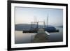 Germany, North Rhine-Westphalia, Sorpe Dam, Bridge, Boats, Dusk-Benjamin Engler-Framed Photographic Print
