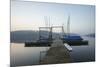 Germany, North Rhine-Westphalia, Sorpe Dam, Bridge, Boats, Dusk-Benjamin Engler-Mounted Photographic Print