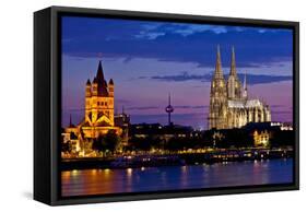 Germany, North Rhine-Westphalia, the Rhine, Cologne, Cathedral, Evening Mood-Chris Seba-Framed Stretched Canvas