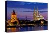 Germany, North Rhine-Westphalia, the Rhine, Cologne, Cathedral, Evening Mood-Chris Seba-Stretched Canvas