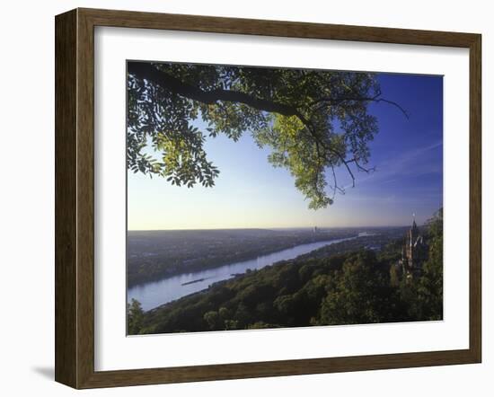 Germany, North Rhine-Westphalia, View from the Drachenfels on Drachenburg Castle and the Rhine-Andreas Keil-Framed Photographic Print