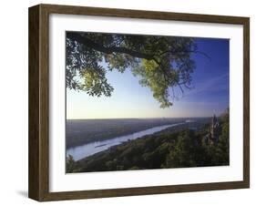 Germany, North Rhine-Westphalia, View from the Drachenfels on Drachenburg Castle and the Rhine-Andreas Keil-Framed Photographic Print