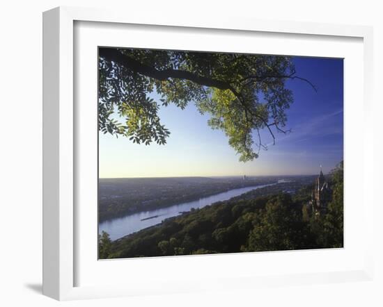 Germany, North Rhine-Westphalia, View from the Drachenfels on Drachenburg Castle and the Rhine-Andreas Keil-Framed Photographic Print