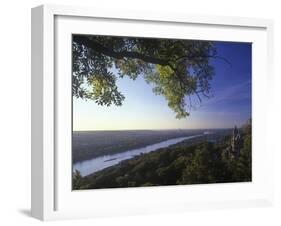 Germany, North Rhine-Westphalia, View from the Drachenfels on Drachenburg Castle and the Rhine-Andreas Keil-Framed Photographic Print