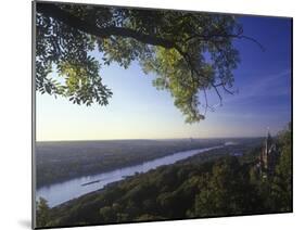 Germany, North Rhine-Westphalia, View from the Drachenfels on Drachenburg Castle and the Rhine-Andreas Keil-Mounted Photographic Print