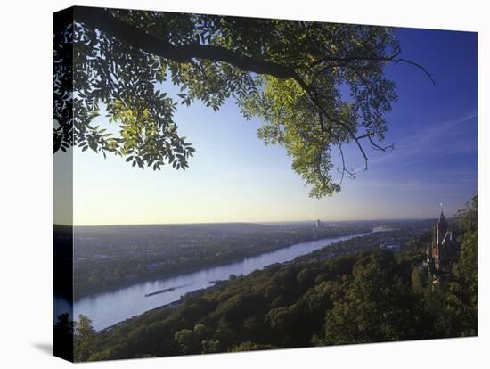 Germany, North Rhine-Westphalia, View from the Drachenfels on Drachenburg Castle and the Rhine-Andreas Keil-Stretched Canvas