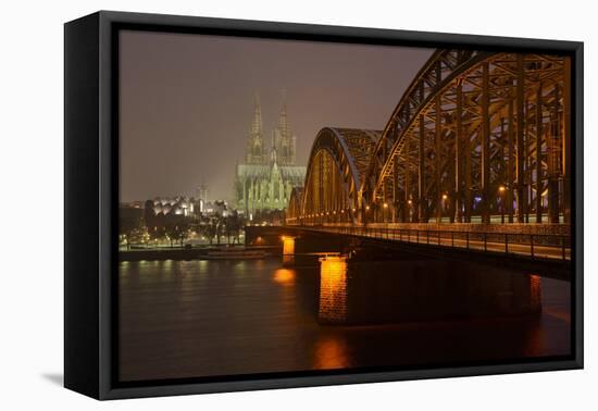Germany, North Rhine-Westphalia, View from the Rhine from the Deutz Rhine Banks-Andreas Keil-Framed Stretched Canvas