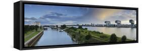 Germany, North Rhine-Westphalia, View from the SeverinsbrŸcke (Bridge) to the Deutzer Harbour-Andreas Keil-Framed Stretched Canvas