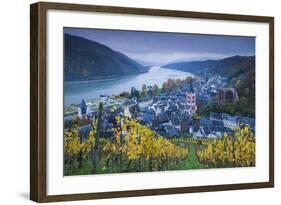 Germany, Rheinland-Pfalz, Bacharach, Elevated Town View, Autumn-Walter Bibikow-Framed Photographic Print