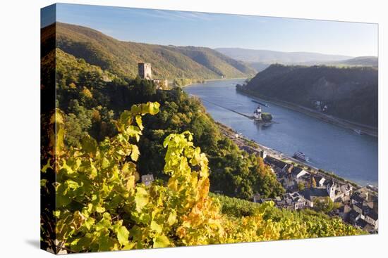 Germany, Rheinland-Pfalz, Pfalzgrafenstein and Gutenfels Castles-Peter Adams-Stretched Canvas