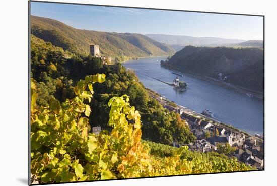 Germany, Rheinland-Pfalz, Pfalzgrafenstein and Gutenfels Castles-Peter Adams-Mounted Photographic Print