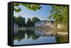 Germany, Rhineland, Dusseldorf, Benrath Palace, Castle Pond-Chris Seba-Framed Stretched Canvas