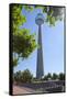 Germany, Rhineland, Dusseldorf, Media Harbour, Television Tower-Chris Seba-Framed Stretched Canvas