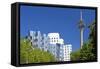 Germany, Rhineland, Dusseldorf, Neuer Zollhof, Television Tower-Chris Seba-Framed Stretched Canvas