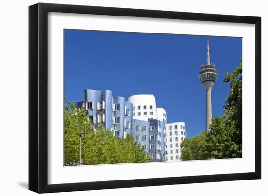 Germany, Rhineland, Dusseldorf, Neuer Zollhof, Television Tower-Chris Seba-Framed Photographic Print