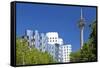 Germany, Rhineland, Dusseldorf, Neuer Zollhof, Television Tower-Chris Seba-Framed Stretched Canvas