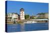 Germany, Rhineland, Dusseldorf, Old Town, Rhine Shore Promenade, Castle Tower-Chris Seba-Stretched Canvas