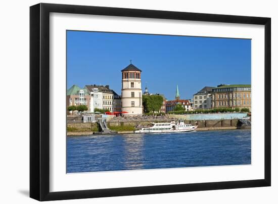 Germany, Rhineland, Dusseldorf, Old Town, Rhine Shore Promenade, Castle Tower-Chris Seba-Framed Photographic Print