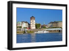 Germany, Rhineland, Dusseldorf, Old Town, Rhine Shore Promenade, Castle Tower-Chris Seba-Framed Photographic Print