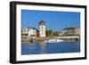 Germany, Rhineland, Dusseldorf, Old Town, Rhine Shore Promenade, Castle Tower-Chris Seba-Framed Photographic Print