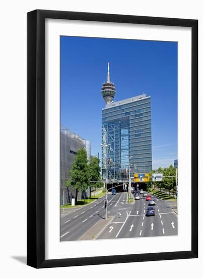 Germany, Rhineland, Dusseldorf, Stadttor with Television Tower-Chris Seba-Framed Photographic Print