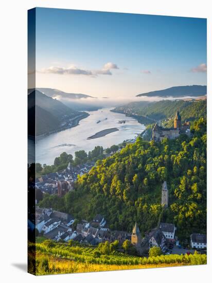 Germany, Rhineland Palatinate, Bacharach and Burg Stahleck (Stahleck Castle), River Rhine-Alan Copson-Stretched Canvas