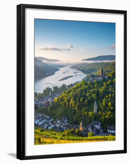 Germany, Rhineland Palatinate, Bacharach and Burg Stahleck (Stahleck Castle), River Rhine-Alan Copson-Framed Photographic Print