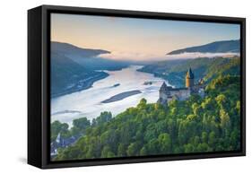 Germany, Rhineland Palatinate, Bacharach, Burg Stahleck (Stahleck Castle), River Rhine-Alan Copson-Framed Stretched Canvas