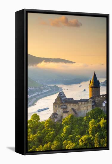 Germany, Rhineland Palatinate, Bacharach, Burg Stahleck (Stahleck Castle), River Rhine-Alan Copson-Framed Stretched Canvas