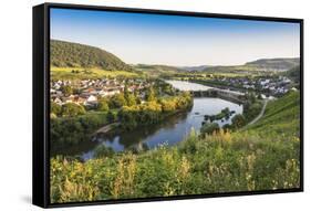 Germany, Rhineland-Palatinate, District Trier-Saarburg, Schoden, Village View the Saar-Udo Bernhart-Framed Stretched Canvas