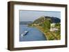 Germany, Rhineland-Palatinate, Koblenz, Rhine Shore, Ehrenbreitstein Fortress, Harbour, Freighter-Chris Seba-Framed Photographic Print