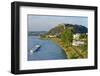 Germany, Rhineland-Palatinate, Koblenz, Rhine Shore, Ehrenbreitstein Fortress, Harbour, Freighter-Chris Seba-Framed Photographic Print