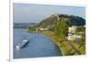 Germany, Rhineland-Palatinate, Koblenz, Rhine Shore, Ehrenbreitstein Fortress, Harbour, Freighter-Chris Seba-Framed Photographic Print