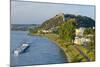 Germany, Rhineland-Palatinate, Koblenz, Rhine Shore, Ehrenbreitstein Fortress, Harbour, Freighter-Chris Seba-Mounted Photographic Print