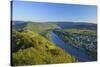 Germany, Rhineland-Palatinate, Moselle Valley, Zell Moselle Oxbow, Puenderich, Barl, Evening Sun-Chris Seba-Stretched Canvas