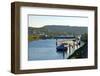 Germany, Rhineland-Palatinate, the Moselle, Grevenmacher, Sluice, Barges, Evening Light-Chris Seba-Framed Photographic Print