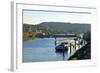 Germany, Rhineland-Palatinate, the Moselle, Grevenmacher, Sluice, Barges, Evening Light-Chris Seba-Framed Photographic Print