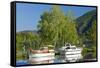 Germany, Rhineland-Palatinate, the Moselle, Niederfell, Harbour Landing Pier, Boats, Yachts-Chris Seba-Framed Stretched Canvas