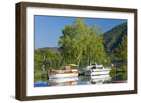 Germany, Rhineland-Palatinate, the Moselle, Niederfell, Harbour Landing Pier, Boats, Yachts-Chris Seba-Framed Photographic Print